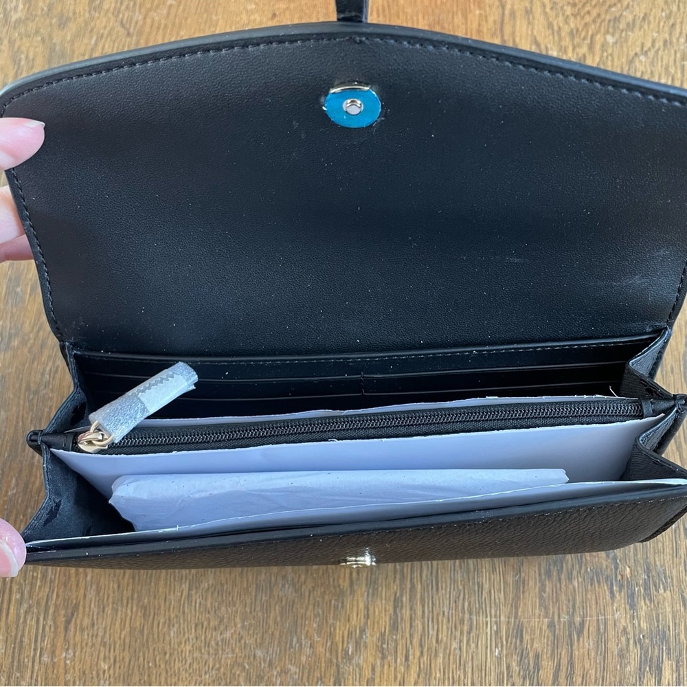 Kate Spade Marti Large Slim Flap Wallet Black Leather - Picture 5 of 12